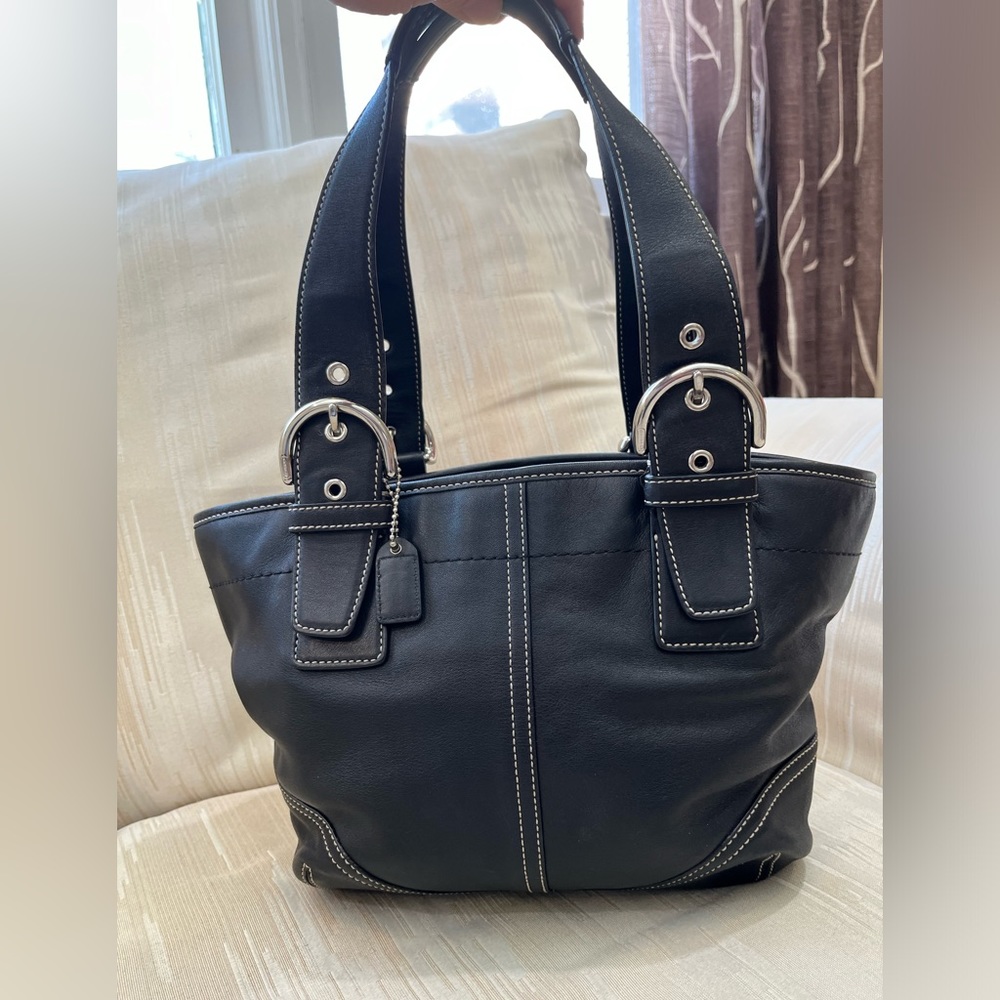 Coach Black Leather Tote Bag